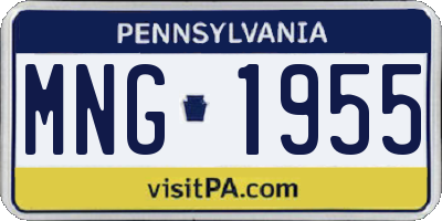 PA license plate MNG1955