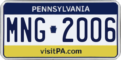 PA license plate MNG2006