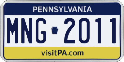 PA license plate MNG2011