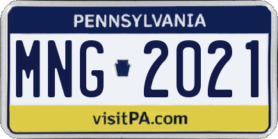 PA license plate MNG2021