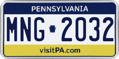 PA license plate MNG2032
