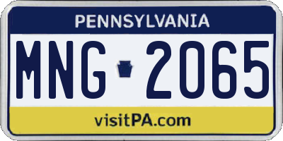 PA license plate MNG2065