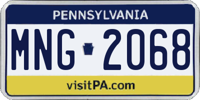 PA license plate MNG2068