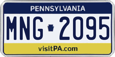PA license plate MNG2095