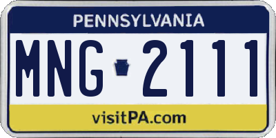 PA license plate MNG2111