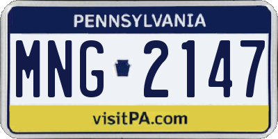 PA license plate MNG2147