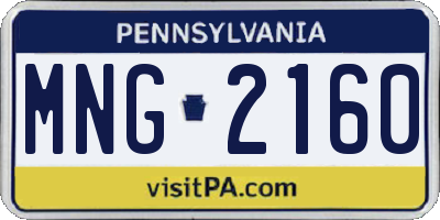 PA license plate MNG2160