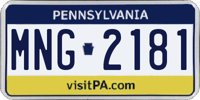 PA license plate MNG2181