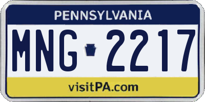 PA license plate MNG2217