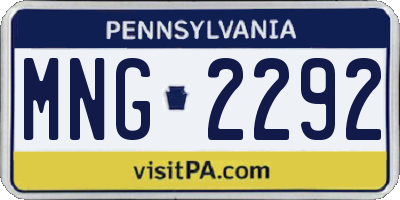 PA license plate MNG2292