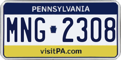 PA license plate MNG2308