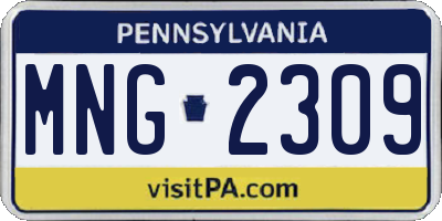 PA license plate MNG2309