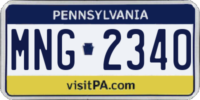 PA license plate MNG2340