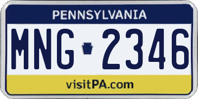 PA license plate MNG2346