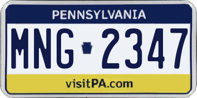 PA license plate MNG2347