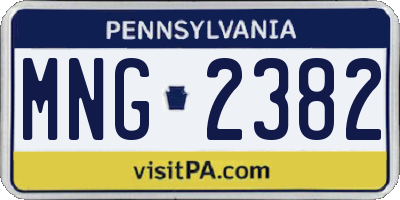 PA license plate MNG2382