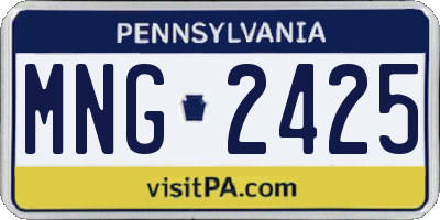 PA license plate MNG2425