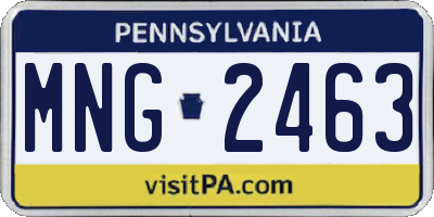 PA license plate MNG2463