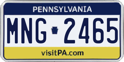 PA license plate MNG2465