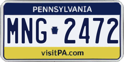 PA license plate MNG2472