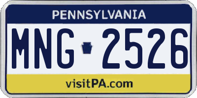 PA license plate MNG2526