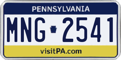 PA license plate MNG2541