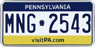 PA license plate MNG2543