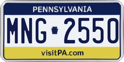 PA license plate MNG2550