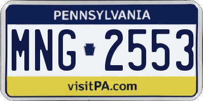 PA license plate MNG2553