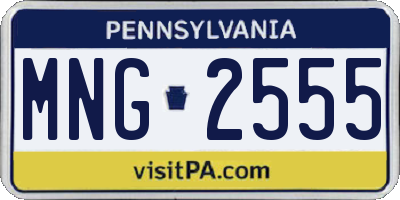 PA license plate MNG2555