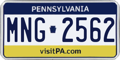PA license plate MNG2562