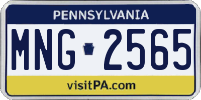 PA license plate MNG2565