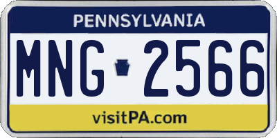 PA license plate MNG2566