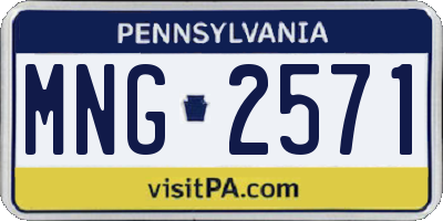 PA license plate MNG2571