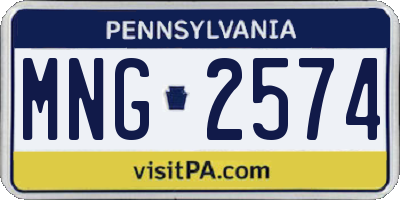 PA license plate MNG2574