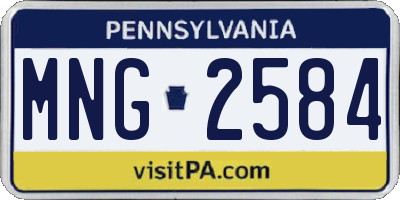 PA license plate MNG2584