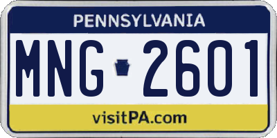 PA license plate MNG2601