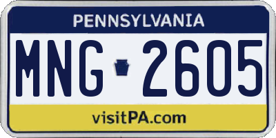 PA license plate MNG2605
