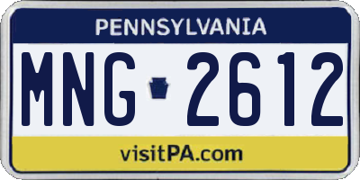PA license plate MNG2612