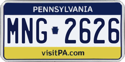 PA license plate MNG2626