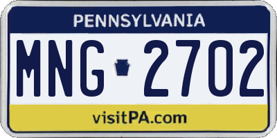 PA license plate MNG2702