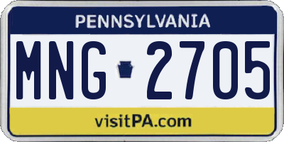 PA license plate MNG2705