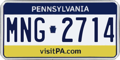 PA license plate MNG2714