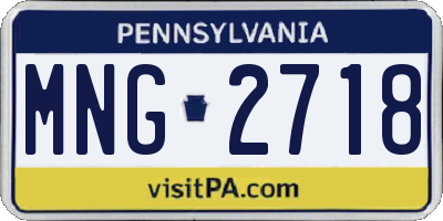 PA license plate MNG2718