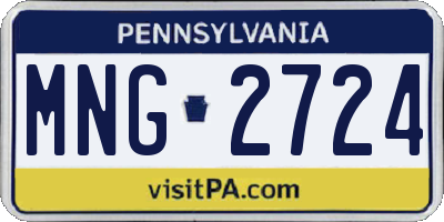 PA license plate MNG2724
