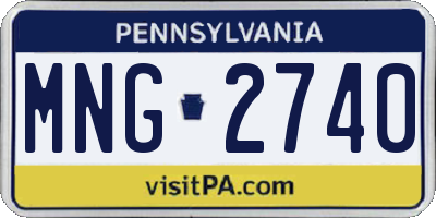 PA license plate MNG2740