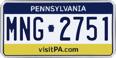 PA license plate MNG2751