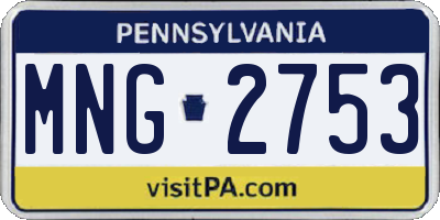 PA license plate MNG2753