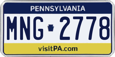 PA license plate MNG2778