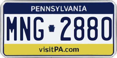 PA license plate MNG2880